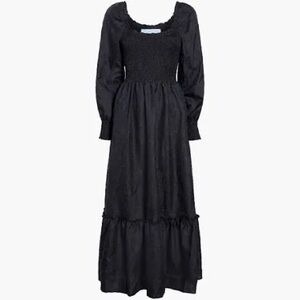 Hill House The Emily Nap Dress in black crushed taffeta, XS. NWT!